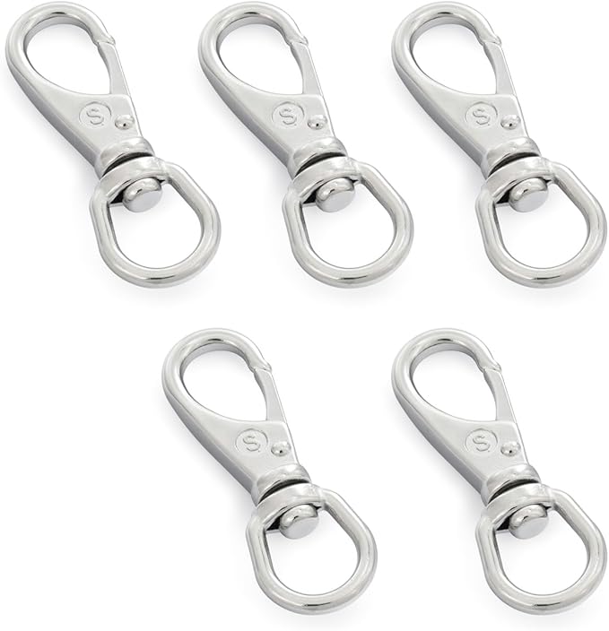 SHONAN 2.7 Inch Swivel Snap Hooks, 5 Pack Marine Grade Spring Snaps, Flag Pole Clips, Swivel Hook Clips for Scuba Diving, Dog leashes, Keychains, Bird Feeders