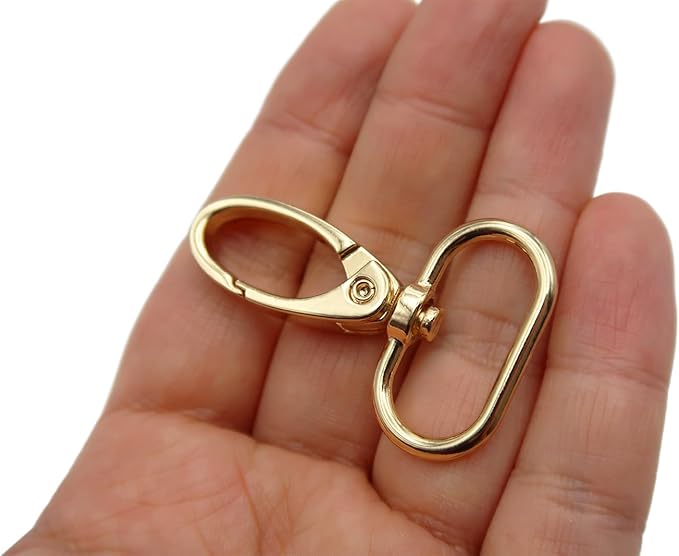 Swivel Lobster Claw Clasps 1 Inch 15pcs - Heavy Duty Metal Clasps with Secure Lock, Curved Snap Hooks for Bags, Jewelry Making, Keychains, Lanyards & DIY Craft Supplies (Gold, 1 inch)