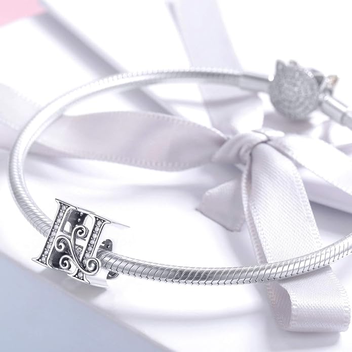 925 Sterling Silver Letter Charms for Pandora Bracelets Alphabet Initial Charms Beads Birthday Christmas Jewelry Gift for Women