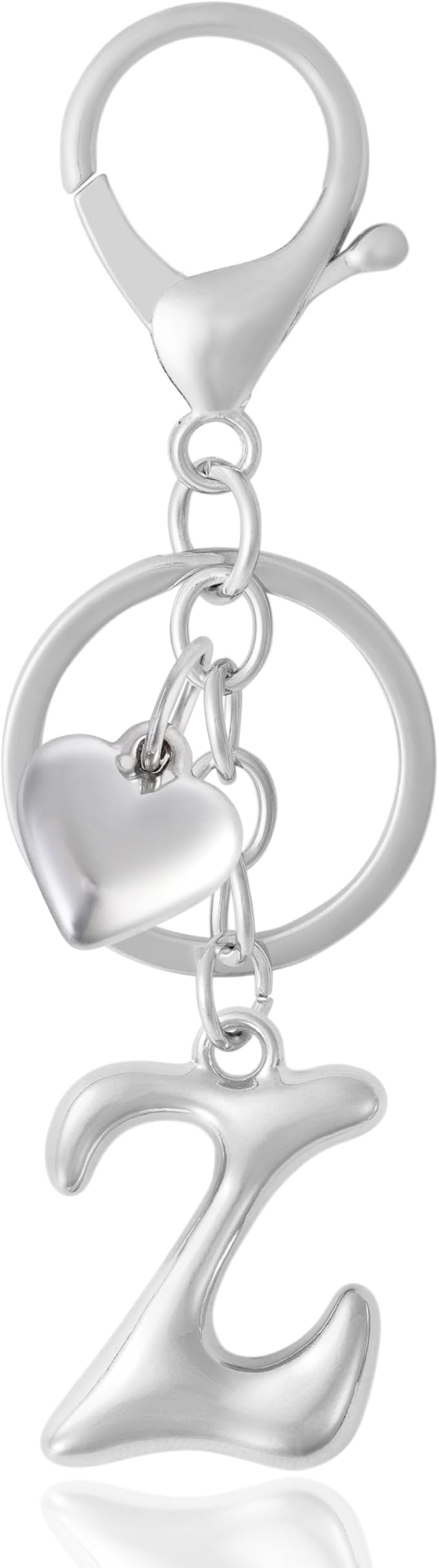 Heart Bubble Letter Keychain for Women, Girls - Cute Keychain with Initial - Alphabet Keychain for Bag Charm, Handbag