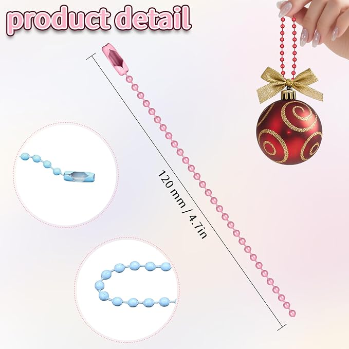 240PCS 100mm Ball Bead Chain for Jewelry Making, Metal Keychain 2.4mm Beads Chains Steel Ball Bead Chain with Connector for Key Craft DIY