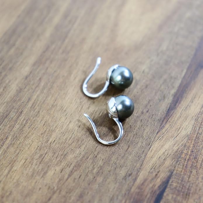 NONNYL Gift for Wife Tahitian Black&Freshwater Cultured-Pearl-Earrings-Gifts for Women- Wedding Birthday Anniversary-Mom Her Mothers Day Valentines Day Christmas-18K Gold Plated Sterling Silver Pearl Dangle Earring Fine Jewelry