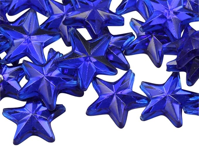 Allstarco Star Rhinestones Embelishments 15mm Flat Back Acrylic Plastic Gems for Jewelry, Crafts, Costumes, Invitations, Cosplay - 35 Pieces (Blue Sapphire Dark .NAB01)