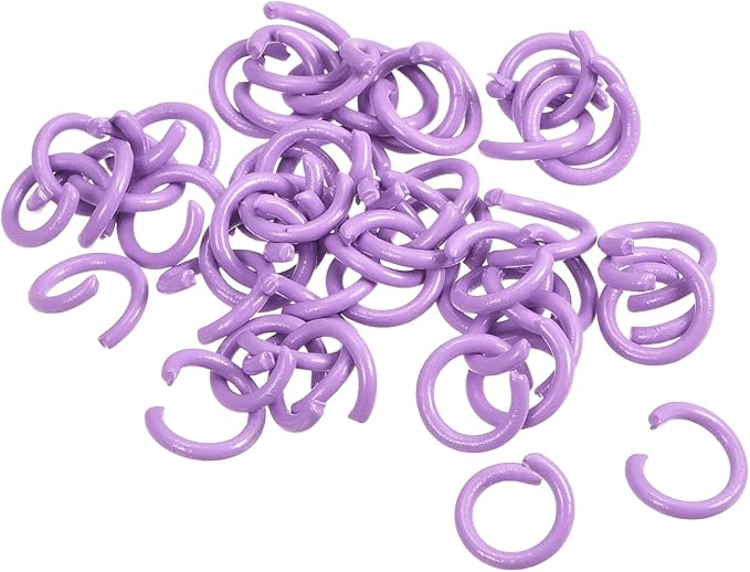 uxcell Open Jump Rings, 8mm Colorful O-Ring Connectors for DIY Crafts Jewelry Making, Carbon Steel, Purple, 100Pcs