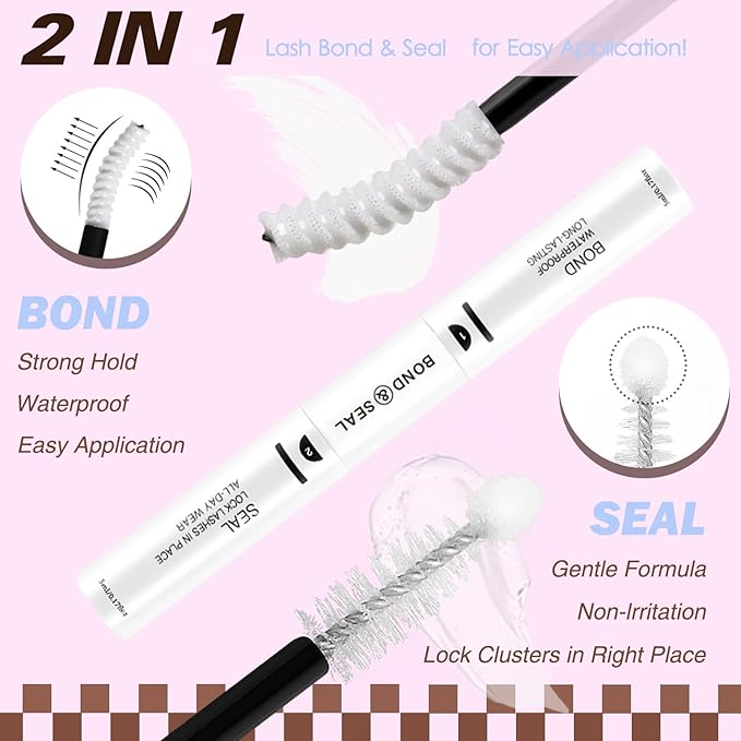 Brown Lash Clusters Kit Velure Lash Extensions Kit Dark Brown Natural Eyelash Clusters D Curly Short Lash Cluster 8-14mm Lash Clusters Natural with Invisible Band Individual Lashes(Velure-Dark Brown)