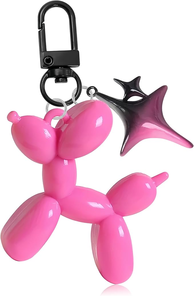 LAEKOU Cute Star Balloon Dog Keychain, Y2K Bag Charms Keychains Accessories for Women, Aesthetic Key Chain