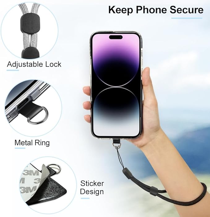 Cell Phone Wrist Strap, 5 Pack Adjustable Wrist Lanyard for Around The Hand With Tether Tabs Compatible with iPhone and Most Cell Phone