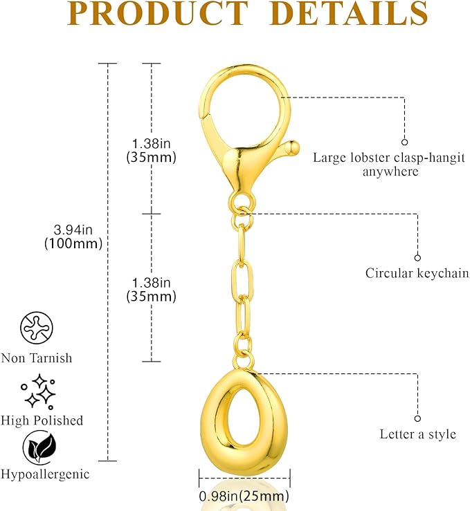 VICKHU Gold Plated Bubble Initial Letter Cute Keychain for Women Car Key Purse Decorative Keyring Handbag Charms Fashion