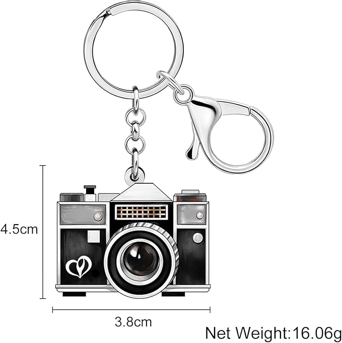 Acrylic Camera Keychain 70s 80s Accessories Nostalgia Photography Gifts for Photographer Women Girls Kids Purse Charms