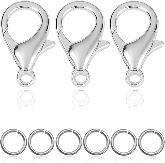 90Pcs Fadeless Lobster Claw Clasps (10mm) & Jump Rings for Jewelry Making, Necklace Bracelet Findings & Supplies (Stainless Steel)