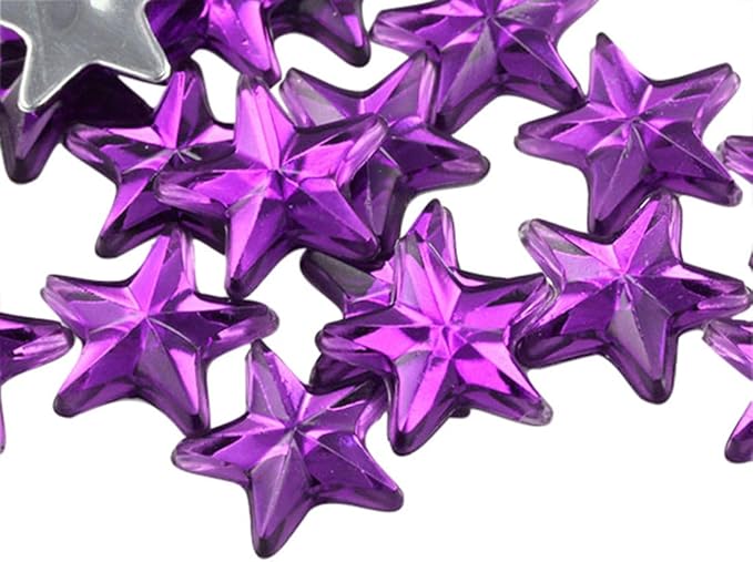 Allstarco Star Rhinestones Embelishments 15mm Flat Back Acrylic Plastic Gems for Jewelry, Crafts, Costumes, Invitations, Cosplay - 35 Pieces (Purple Amethyst Lite .NAT02L)
