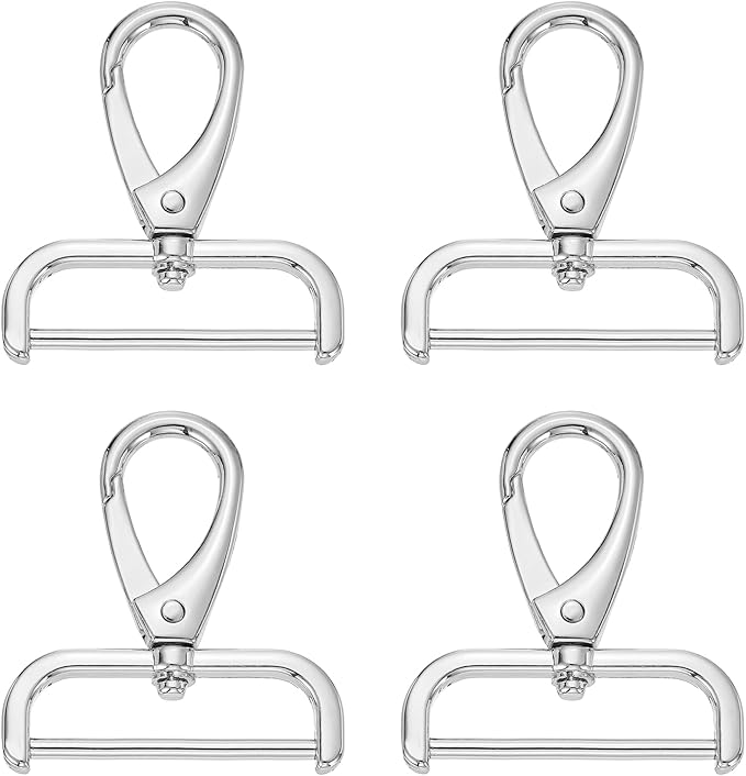 HARFINGTON 4pcs Detachable Snap Hook Swivel Clasp 1 1/2" (38mm) Zinc Alloy Lobster Claw Clasp for Keychain Lanyard Purse DIY Purse Strap, White