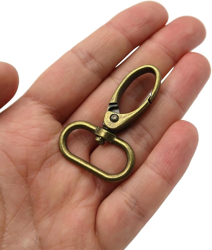 Swivel Lobster Claw Clasps 1 Inch 15pcs - Heavy Duty Metal Clasps with Secure Lock, Curved Snap Hooks for Bags, Jewelry Making, Keychains, Lanyards & DIY Craft Supplies (Antique Bronze, 1 inch)