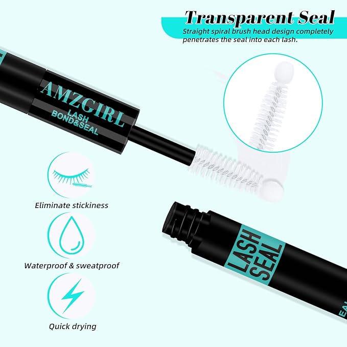 Lash Bond and Seal,Lash Glue for Eyelash Extensions,Eyelashes Clusters Lash Bond and Seal Waterproof 10ml,2 in 1 Eyelash Bond and Seal Long Lasting,Bond and Seal Lash Extensions Strong Hold
