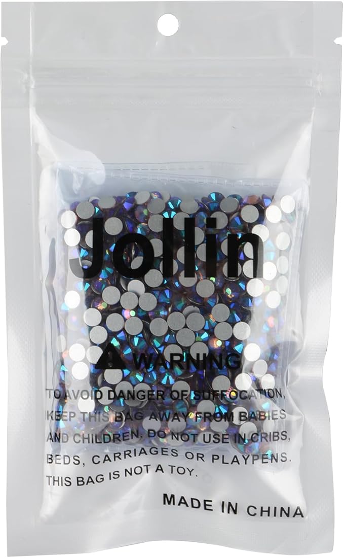Jollin Glue Fix Crystal Flatback Rhinestones Glass Diamantes Gems for Nail Art Crafts Decorations Clothes Shoes 4.8mm (ss20 1440pcs, Light Purple AB)