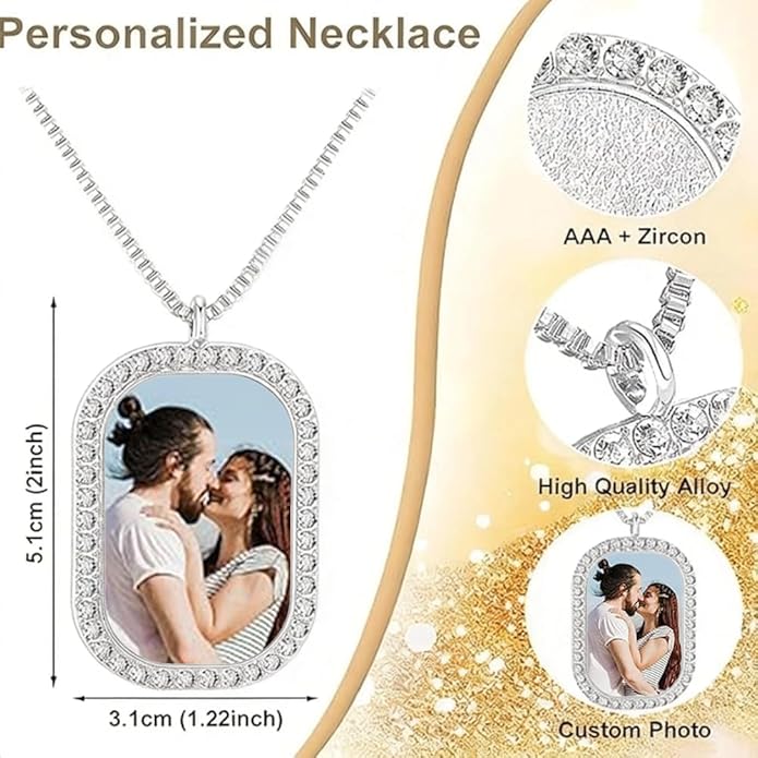 CLYLIFE Picture Necklace Personalized Photo,Custom Disc/Heart Pendant for Men Women Dad Mom Customized Necklace with Chain Photos Memorial Gifts for Mother's Day, Birthday, Anniversary
