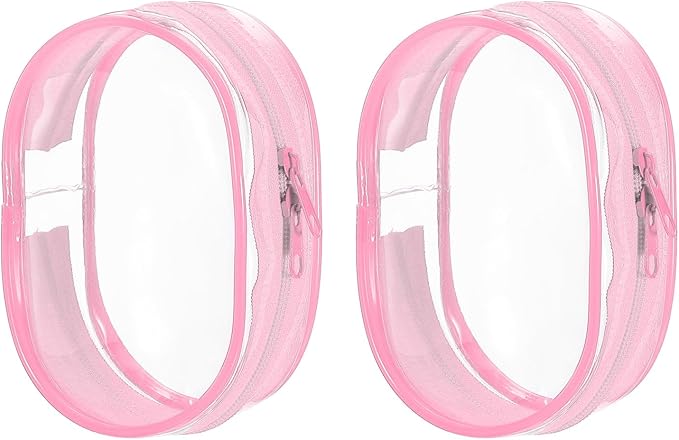 PATIKIL 3x4 Inch Clear Display Bag, 2 Pcs Pouch for Collectibles Pompom Ball Portable Mini Doll Pouch Carrying Case Blind Box Figures Display, Pink