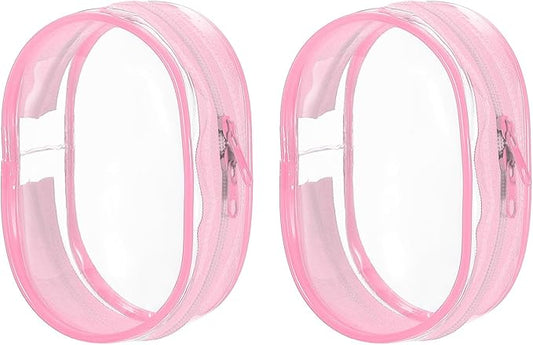 PATIKIL 3x4 Inch Clear Display Bag, 2 Pcs Pouch for Collectibles Pompom Ball Portable Mini Doll Pouch Carrying Case Blind Box Figures Display, Pink