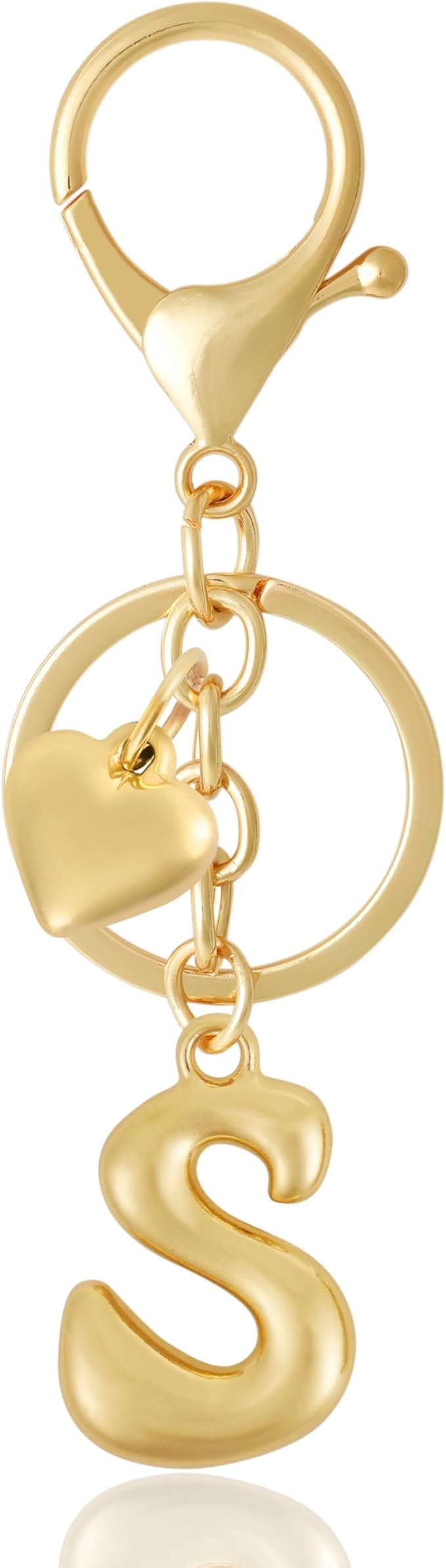 Heart Bubble Letter Keychain for Women, Girls - Cute Keychain with Initial - Alphabet Keychain for Bag Charm, Handbag