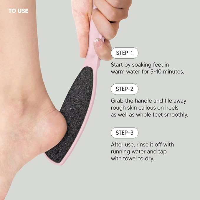 F3 Systems, Wide Emery Foot File(Pink), Double-Sided Pedicure Tool, Colossal Professional Foot Scrubber for Men & Women, Effective for Cracked Heel, Callus Remover