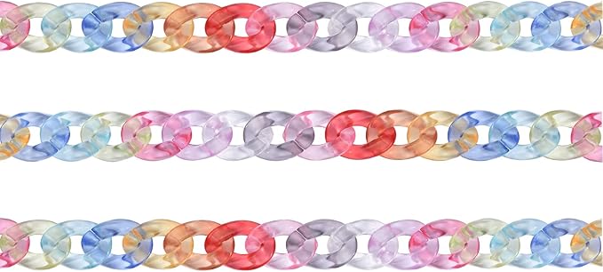 LiQunSweet 300 Pcs Random Color Acrylic Plastic Curb Twist Chains Quick Linking Ring Connectors for Earring Necklace Jewelry Eyeglass Chain DIY Craft Making - 23x16.5mm