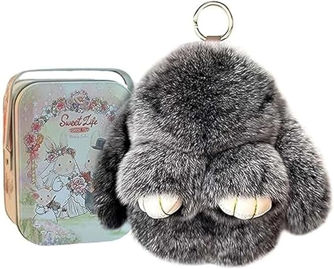Bunnylulu Keychain with Box, Bunnylulu Keychain with Tin, Bunnylulu Cute Plush Key chain