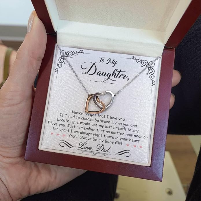 To My Beautiful Daughter Necklace from Mom & Dad | Cubic Zirconia Pendant with Heartfelt Message Card & Gift Box | Daughter Birthday, Graduation, Christmas Jewelry Gift from Parents