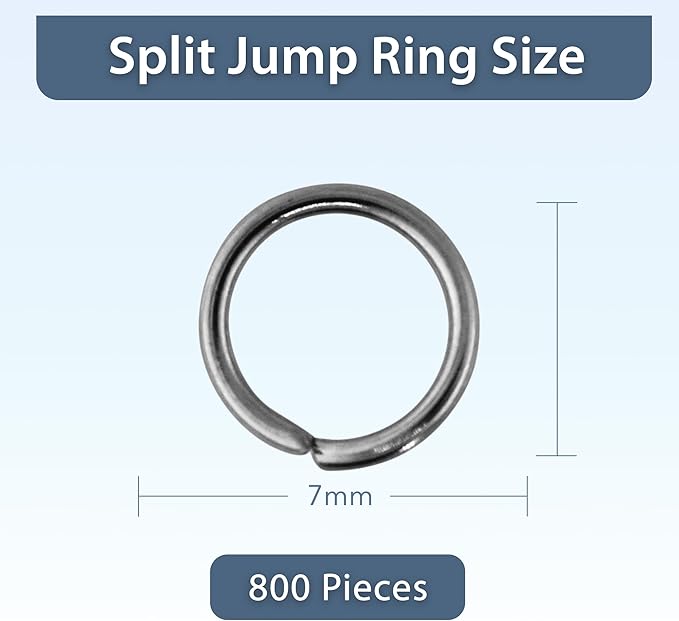 Mandala Crafts 7mm Gunmetal Double Jump Rings for Jewelry Making - 800 Pcs Small Split Key Rings Set for Crafts, DIY Keychains, and Accessories