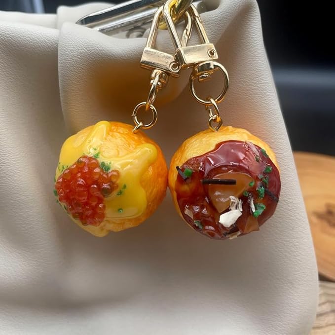 HSYHERE Men Women Creative Interesting Novelty Stylish Mini Simulated Food Orange Shrimp Keychain Key-ring Pendant