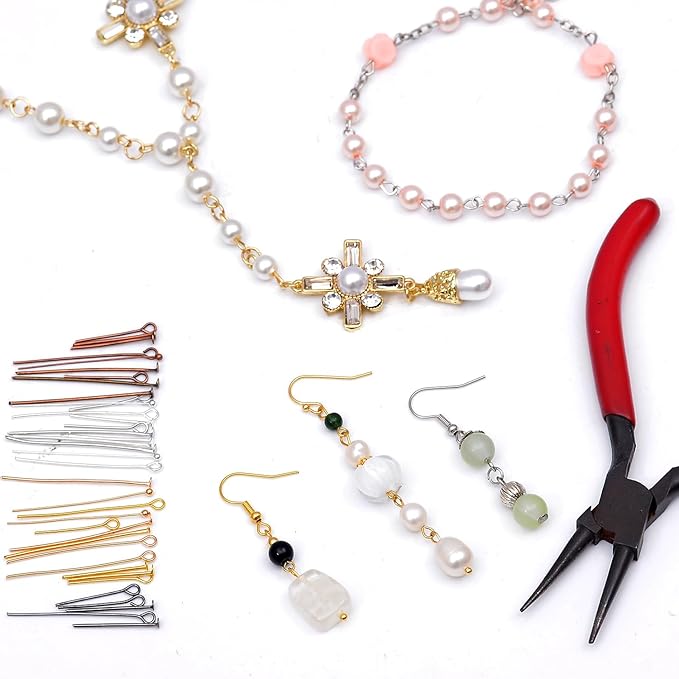 Jewelry Making Head Pins and Eye Pins Set, 1000 Pieces, Stainless Steel, Mixed Finishes (Mixed Color)