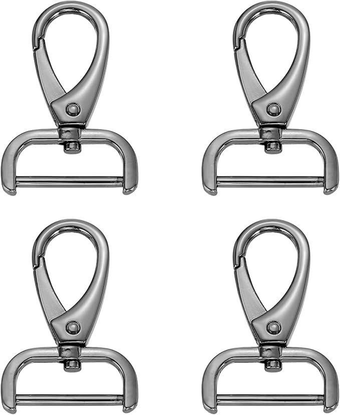 HARFINGTON 4pcs Detachable Snap Hook Swivel Clasp 1" (25mm) Zinc Alloy Lobster Claw Clasp for Keychain Lanyard Purse DIY Purse Strap, Gun Black