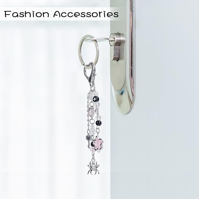 Y2K Keychain Set Heart Butterfly Pearl Flower Bag Charms,Cute Aesthetic Accessories for Women Gifts Keys Bags Purse
