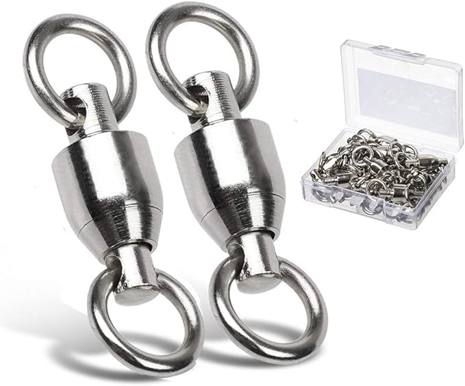 AMYSPORTS Ball Bearing Swivels Connector High Strength Stainless Steel Solid Welded Rings Barrel Swivels Saltwater Freshwater Fishing