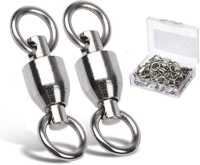AMYSPORTS Ball Bearing Swivels Connector High Strength Stainless Steel Solid Welded Rings Barrel Swivels Saltwater Freshwater Fishing