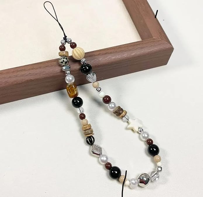 2 Pcs Phone Charm Strap Hand Universal for iPhone Wrist Strap Camera Lanyard Pearl Beaded Cute Chain String Accessories Universal for iPhone 17 Pro Max Samsung Women Girls Phones Bag Keychain