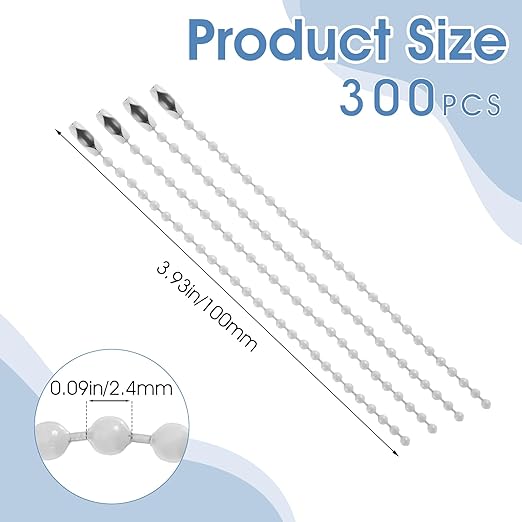 JIEYAO 300Pcs 3.9 Inch Ball Chains, 2.4mm Bead Keychain Connectors Bulk Keychain Tag Metal Tag Chains for DIY Jewelry Making, Dog Tags, Craft Extensions