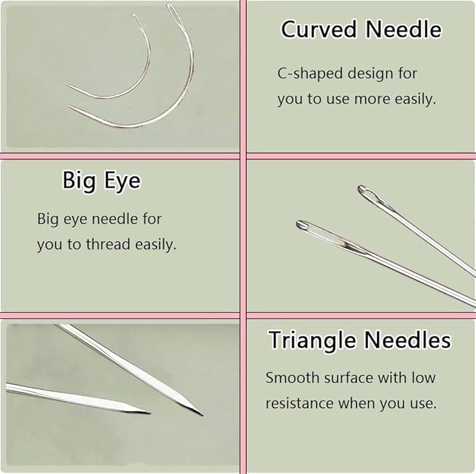 Eketirry 59 Pack Hand Sewing Needles Kit, 51-Assorted Sewing Needles & 5 Pack Heavy Duty Curved Needles with 3 Threaders for Household Sewing, Leather, Upholstery, Carpet, Canvas & Fabric Repair