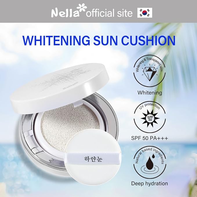 Nella Tone-Up Sun Cushion Compact, SPF50+/PA+++, Korean Skin Care
