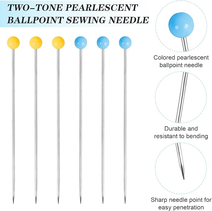 500 PCS Straight Pins, 1.75 Inch Long Quilting Pins with Glass Ball Head, Stainless Steel Sewing Pins for Fabric, Dressmaking, Crafts, Jewelry Making, DIY, Wedding Bouquets, Decoration
