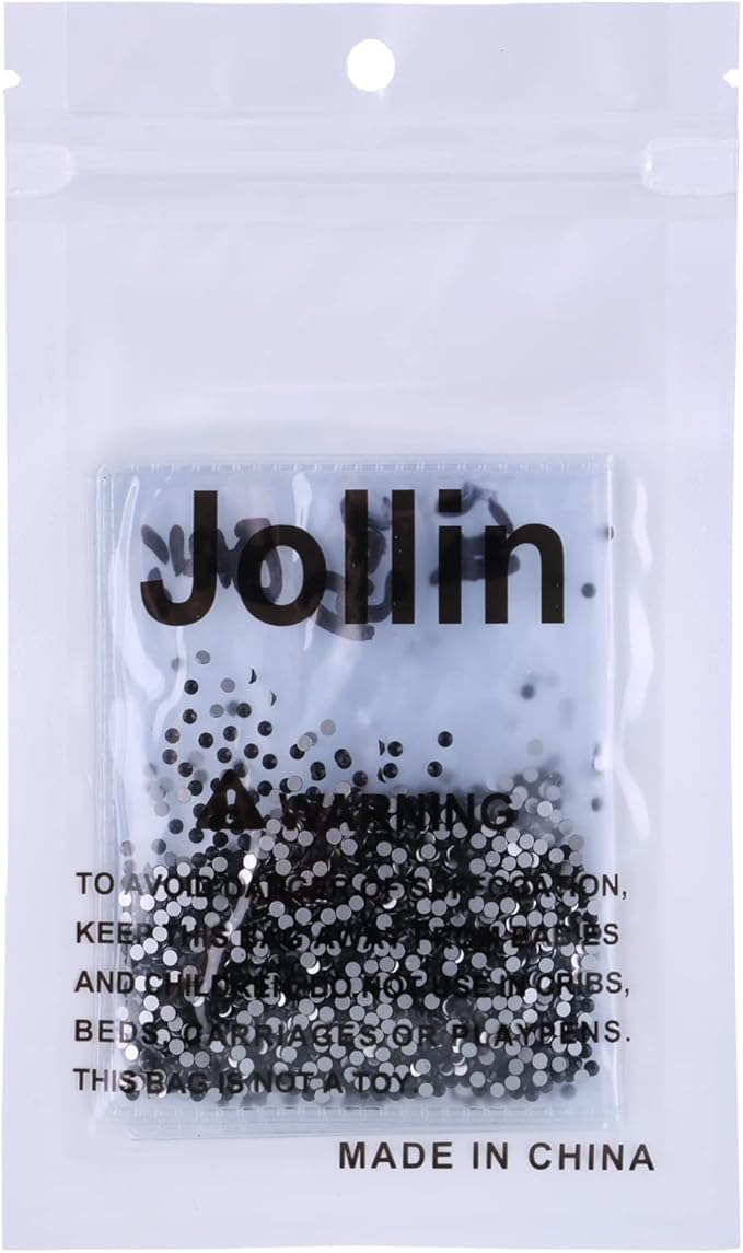 Jollin Glue Fix Crystal Flatback Rhinestones Glass Diamantes Gems for Crafting Nail Art Crafts Decorations Clothes Shoes 1.8mm (ss5 2880pcs, Jet)