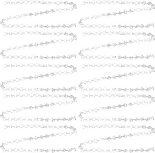 10pcs Crystal Chain Garland Strand, Acrylic Bead Chain Decorations, Adjustable Length DIY Wedding Party Celebration Decor with Metal Rings, for Christmas Trees Chandeliers Home Gar