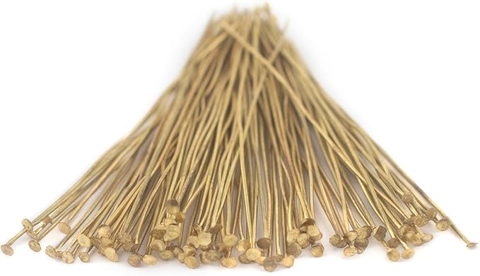 The Bead Chest Brass 21 Gauge 3 Inch Head Pins (Approx 100 Pieces)