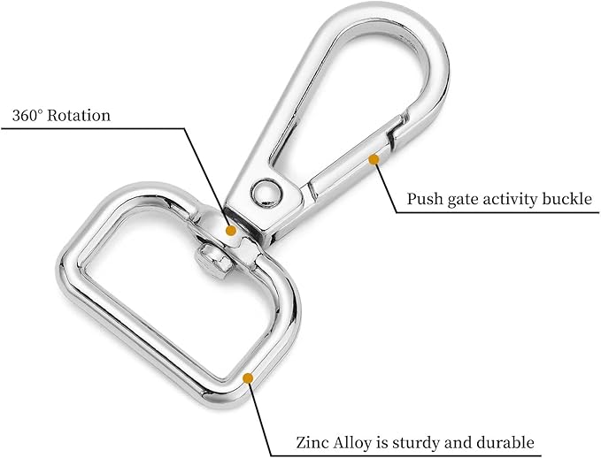 9 Pcs D Ring Swivel Lobster Claw Clasp Push Gate Snap Hooks Trigger Clips for DIY Crafts Keychain Purse Handbag Making,3/4 Inch Silver