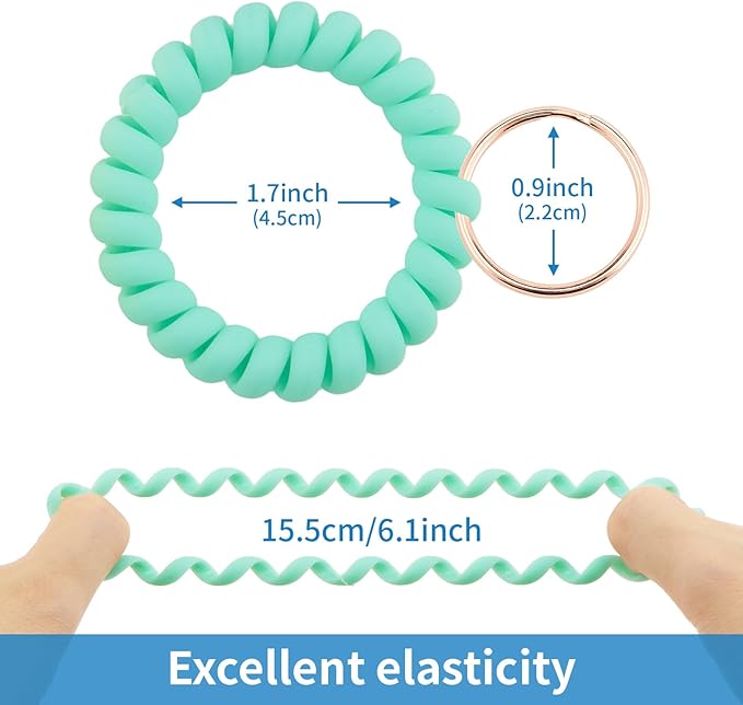 Spiral Keychain Stretchy Wrist Coil Bracelet Key Chain Waterproof Wristlet Key Holder for Pool, Sauna, Sports, Gym