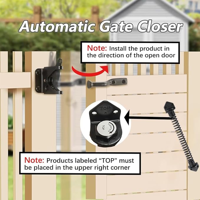 HOME MASTER HARDWARE 11" Gate Spring Self Closing Outdoor, Heavy Duty Gate Springs Black,Automatic Gate Closer for Wooden and Vinyl Fence, Adjustable Tension Door Springs to Close Door(Steel,2 Pack)