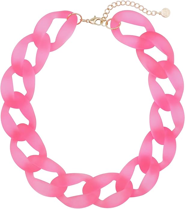 Firstmeet Chunky Acrylic Necklace Smooth Chain Link Cool Statement Choker Cuban Style Jewelry Gift for Women