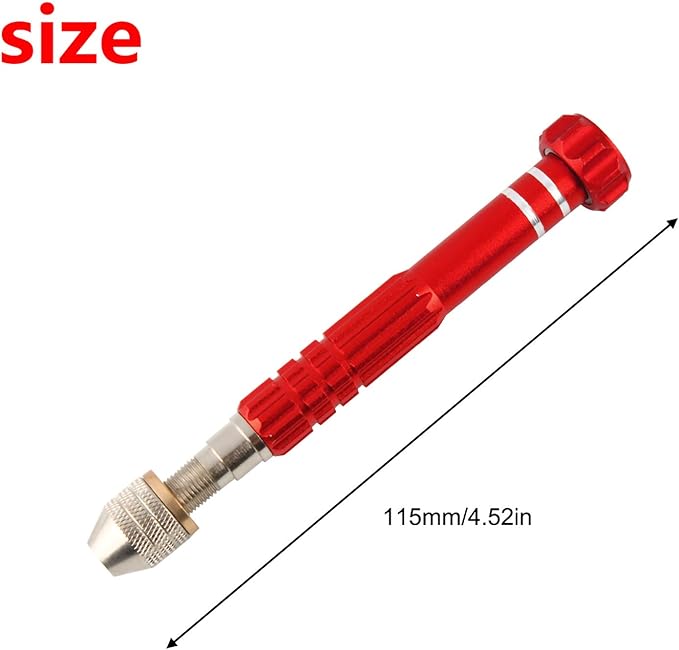 Larcele Precision Pin Vise Hand Drill, Keyless Mini Adaptor Chuck, 3 Jaw Chuck, for Micro Drill Bits 0" to 1/8" SDZKQ-02 (Red)