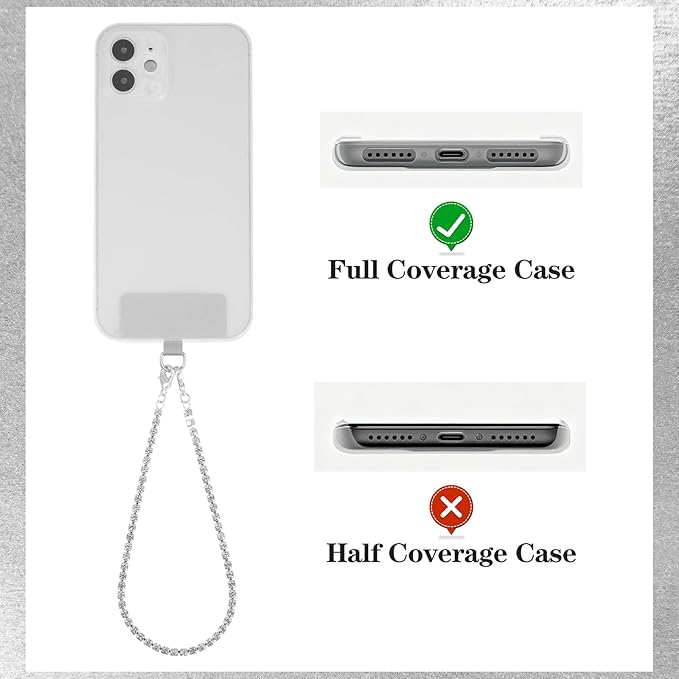 Bememo Phone Chain Wrist Strap Metal Phone Lanyard Wristlet Strap with 2 Tether Tabs Spacers Gifts for Xmas Traveling Walking