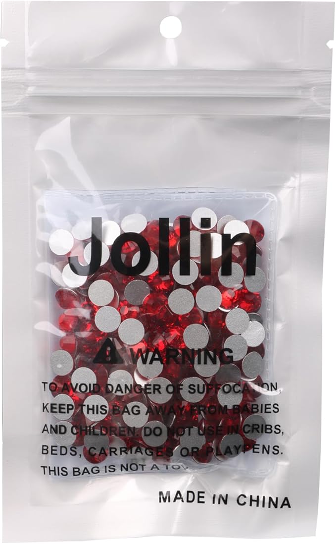 Jollin Glue Fix Flatback Rhinestones Glass Diamantes Gems for Nail Art Crafts Decorations Clothes Shoes 7.2mm (ss34 288pcs, Siam)
