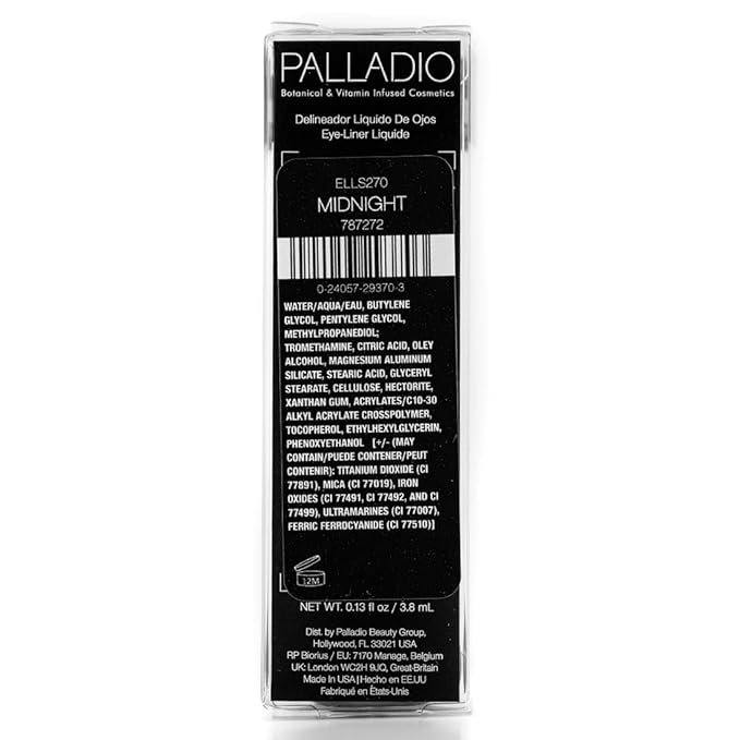 Palladio Liquid Eyeliner, Highly Pigmented and Waterproof Eyeliner, For Intense Eye Definition, Smear-proof Eyeliner Liquid, Includes Easy Grip Wand and Felt Tip Eyeliner Applicator, Midnight